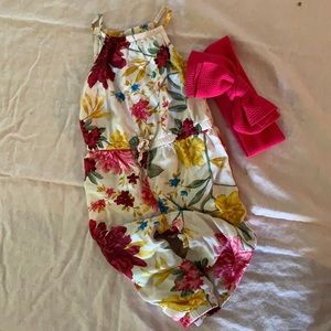 12-18m girls romper, pants and tank top with bow